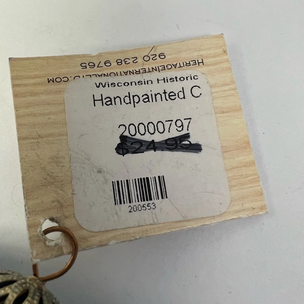 H Feel the difference, Hand Painted Wisconsin Historic ornament with‎ tags